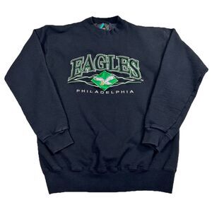 VTG Philadelphia Eagles Sweatshirt NFL Logo Athletic Black Kelly Green Embroider